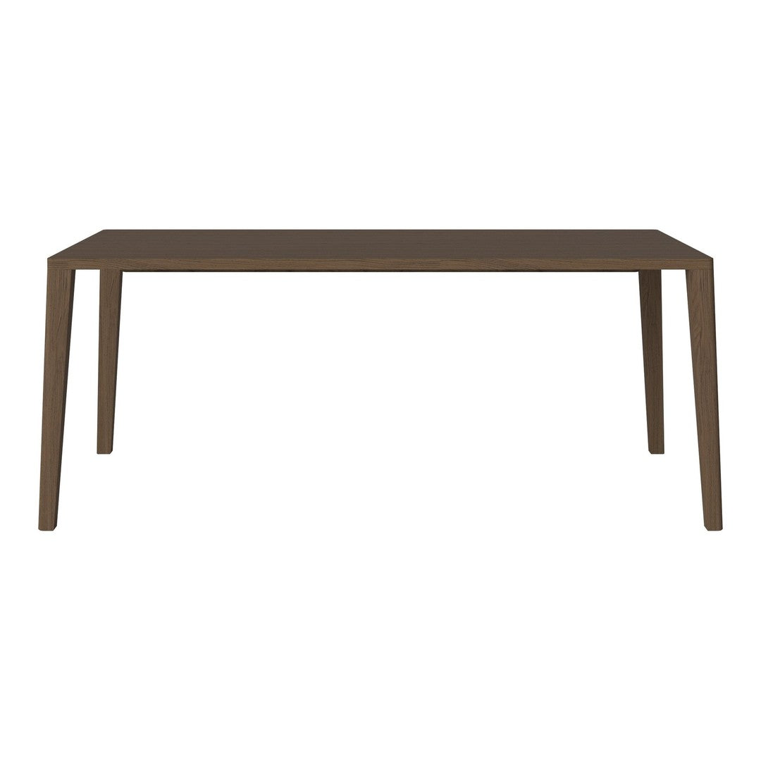 Solid brown dining table with a sleek, minimalist design and smooth surfaces, perfect for modern interiors.