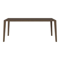 Solid brown dining table with a sleek, minimalist design and smooth surfaces, perfect for modern interiors.