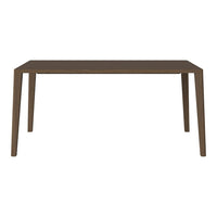 Brown rectangular dining table with sleek, minimalistic design and smooth finish. Ideal for modern interiors.