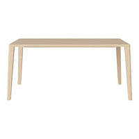 Light natural wood dining table with a smooth, minimalist design and clean, straight lines.
