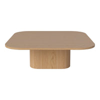 Light oak rectangular coffee table with rounded edges and a smooth, natural wood grain finish.