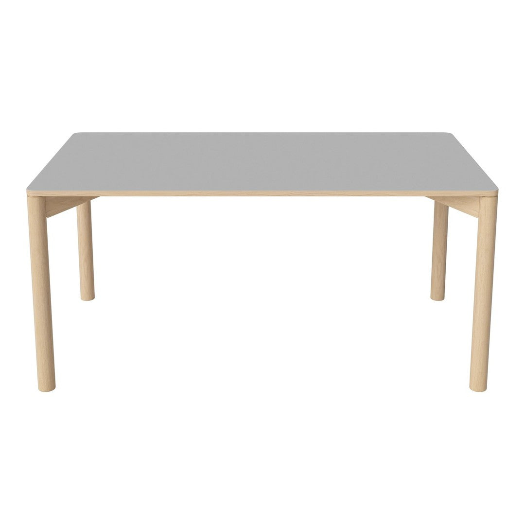 Gray tabletop with natural wood legs, featuring a sleek, modern design suitable for various decor styles.