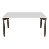 White tabletop with light wood legs, featuring a clean, modern design and smooth finish. Perfect for contemporary spaces.