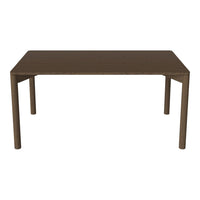 Brown rectangular dining table with a smooth, solid surface and simple, modern design. Ideal for contemporary spaces.