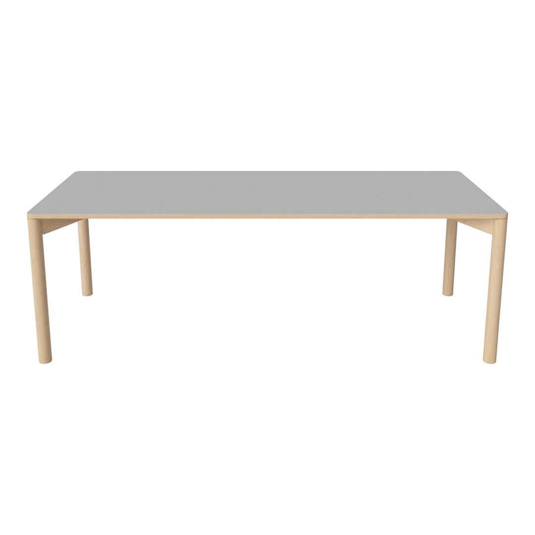 Light gray tabletop with natural wood legs, featuring a sleek, minimalist design. Perfect for modern interiors.