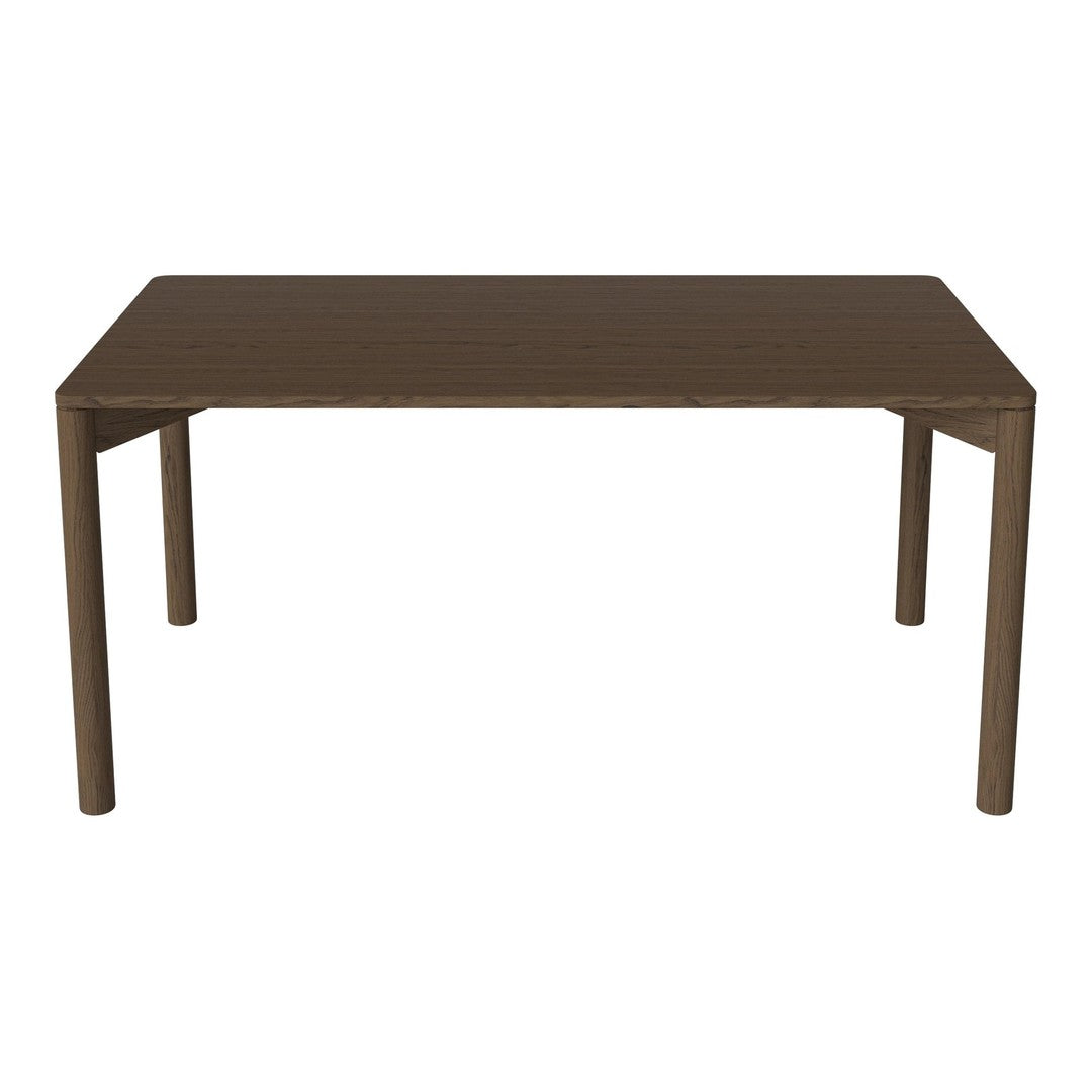 Brown rectangular dining table with a smooth, textured finish and solid legs. Perfect for modern home decor.