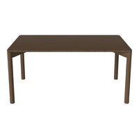 Brown rectangular dining table with a smooth, textured finish and solid legs. Perfect for modern home decor.
