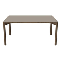 Neutral beige dining table with a smooth finish and simple, clean lines. Perfect for modern decor.