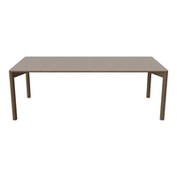 Taupe rectangle dining table with sleek, minimalist design and smooth surface, ideal for modern decor.