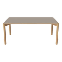 Light beige tabletop with natural wood legs, featuring a sleek, modern design and minimalistic aesthetic.
