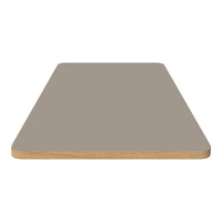 Light taupe surface with a smooth finish, complemented by a natural wood edge. Perfect for versatile decor.