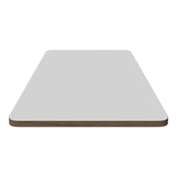 Gray tabletop with smooth finish and contrasting light brown edge. Perfect for modern decor.