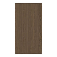 Dark wood grain pattern on a sleek cabinet door, showcasing rich brown tones and a smooth finish.