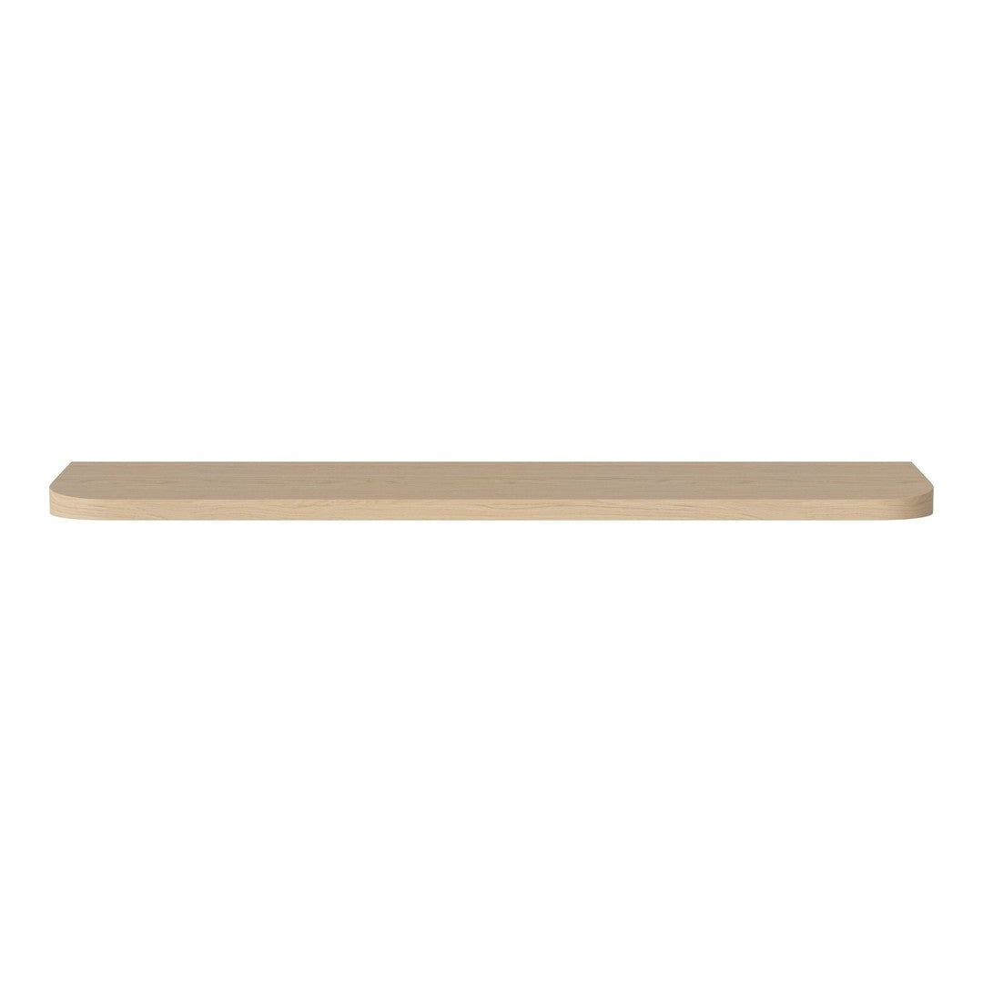Light beige wooden shelf with a smooth, flat surface and rounded edges. Ideal for minimalist decor.