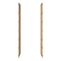 Natural wood grain vertical panels with a light brown finish and evenly spaced circular cutouts.