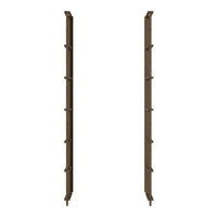 Brown vertical storage racks with six adjustable shelves and a sleek, minimalist design. Perfect for organization.