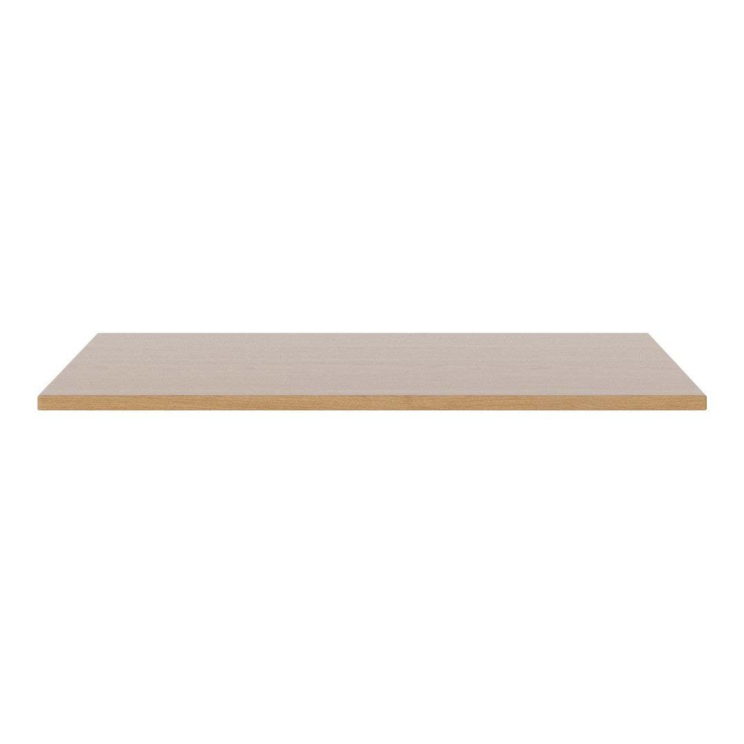 Light beige flat surface with a smooth, matte finish and subtle wood edge trim. Ideal for modern decor.