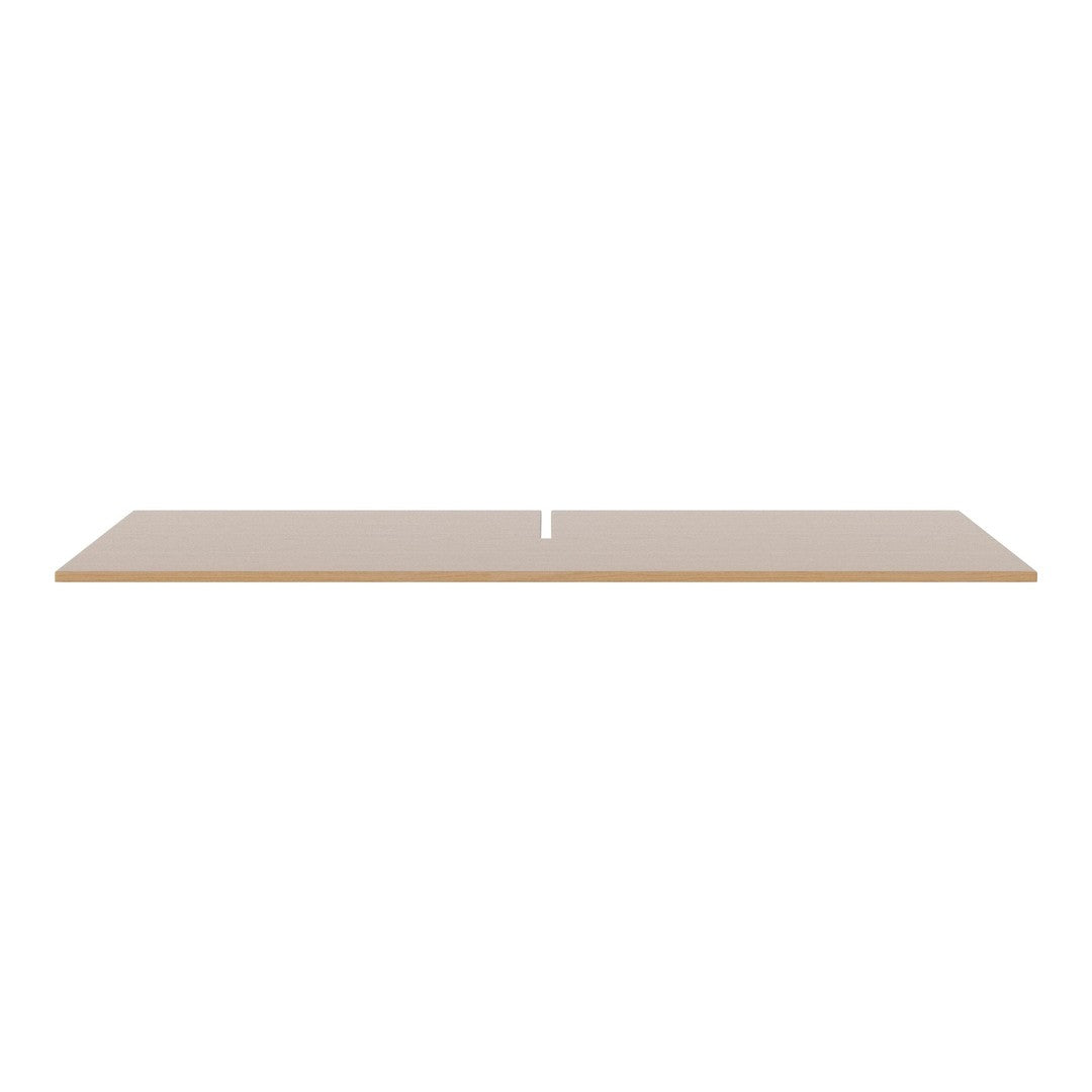 Light beige tabletop with a smooth, minimalist design, featuring a subtle grain pattern. Perfect for modern decor.