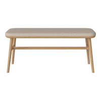 Light beige upholstered top with natural wood legs, featuring a simple, clean design and smooth finish.
