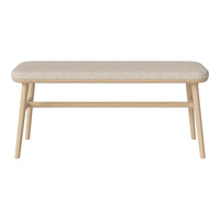 Light beige tabletop with a subtle textured pattern, complemented by natural wood legs in a soft finish.