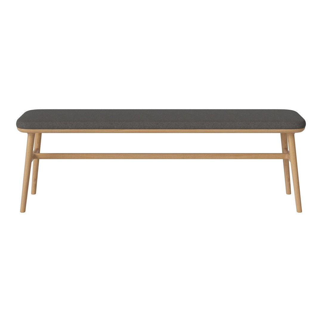 Dark gray tabletop with natural wood legs, featuring a sleek, minimalist design. Perfect for modern decor.
