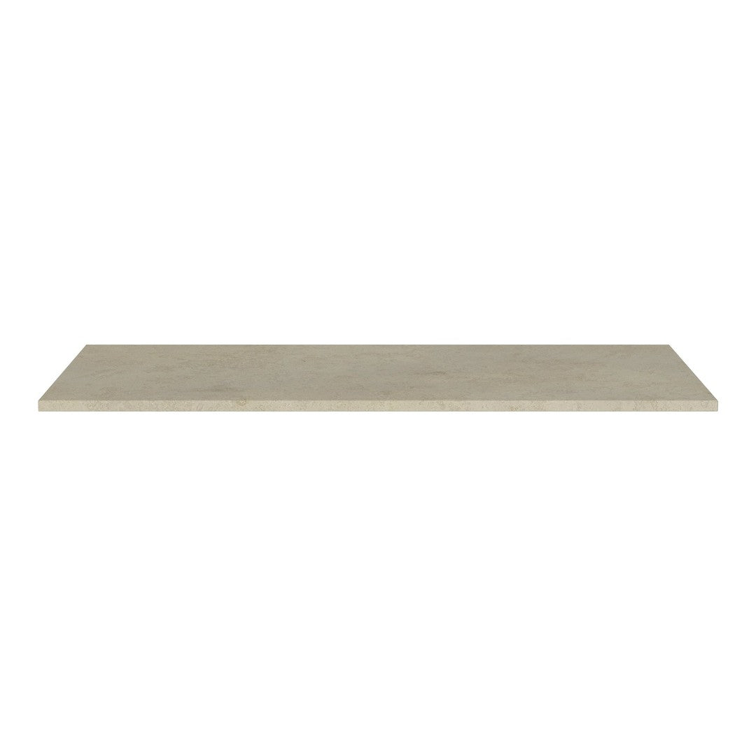 Light gray wooden shelf with a smooth, minimalistic design and natural wood grain texture.