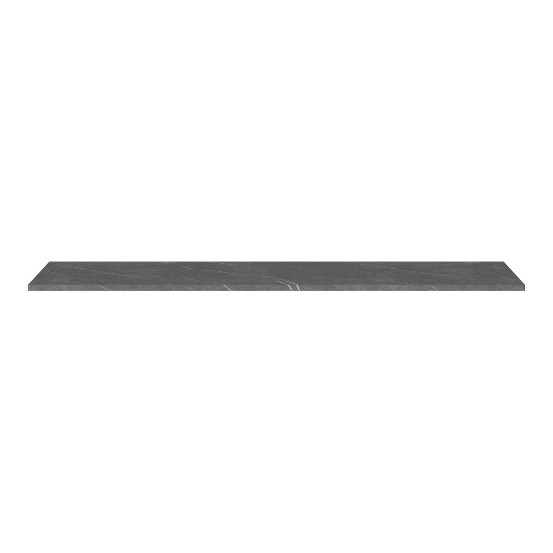Gray wood shelf with a smooth, minimalist design and subtle white veining pattern. Perfect for modern decor.