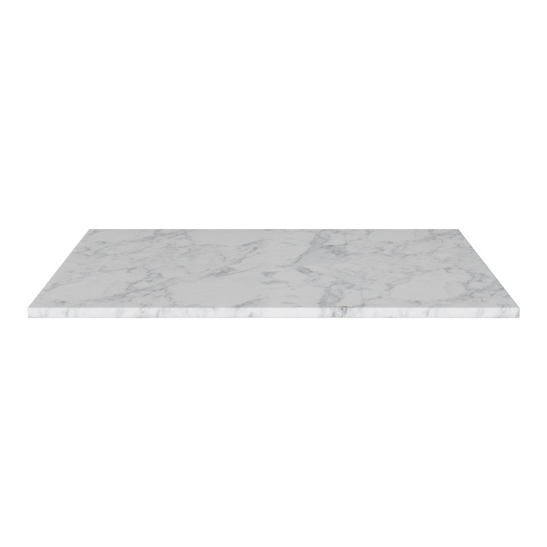 White marble top with subtle gray veining, perfect for elegant and modern decor. Ideal for countertops and tables.