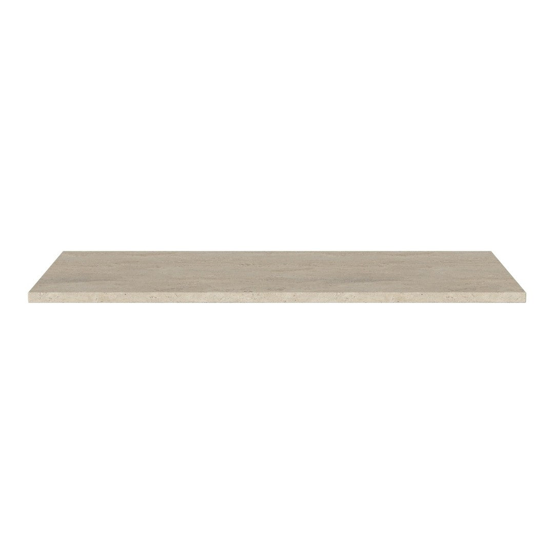 Light gray wooden shelf with a smooth, matte finish. Simple and modern design, perfect for any decor.
