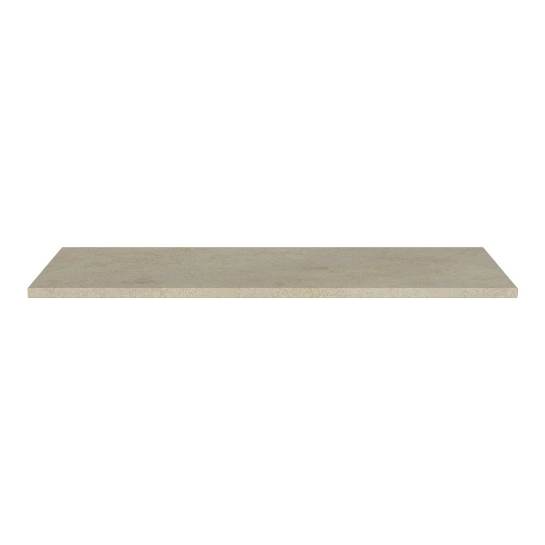Neutral beige rectangular shelving unit with a smooth, clean surface, featuring a minimalist design.