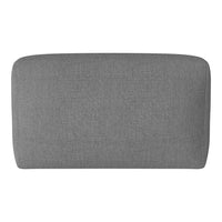 Gray upholstered pillow with a smooth, solid texture, perfect for modern decor.