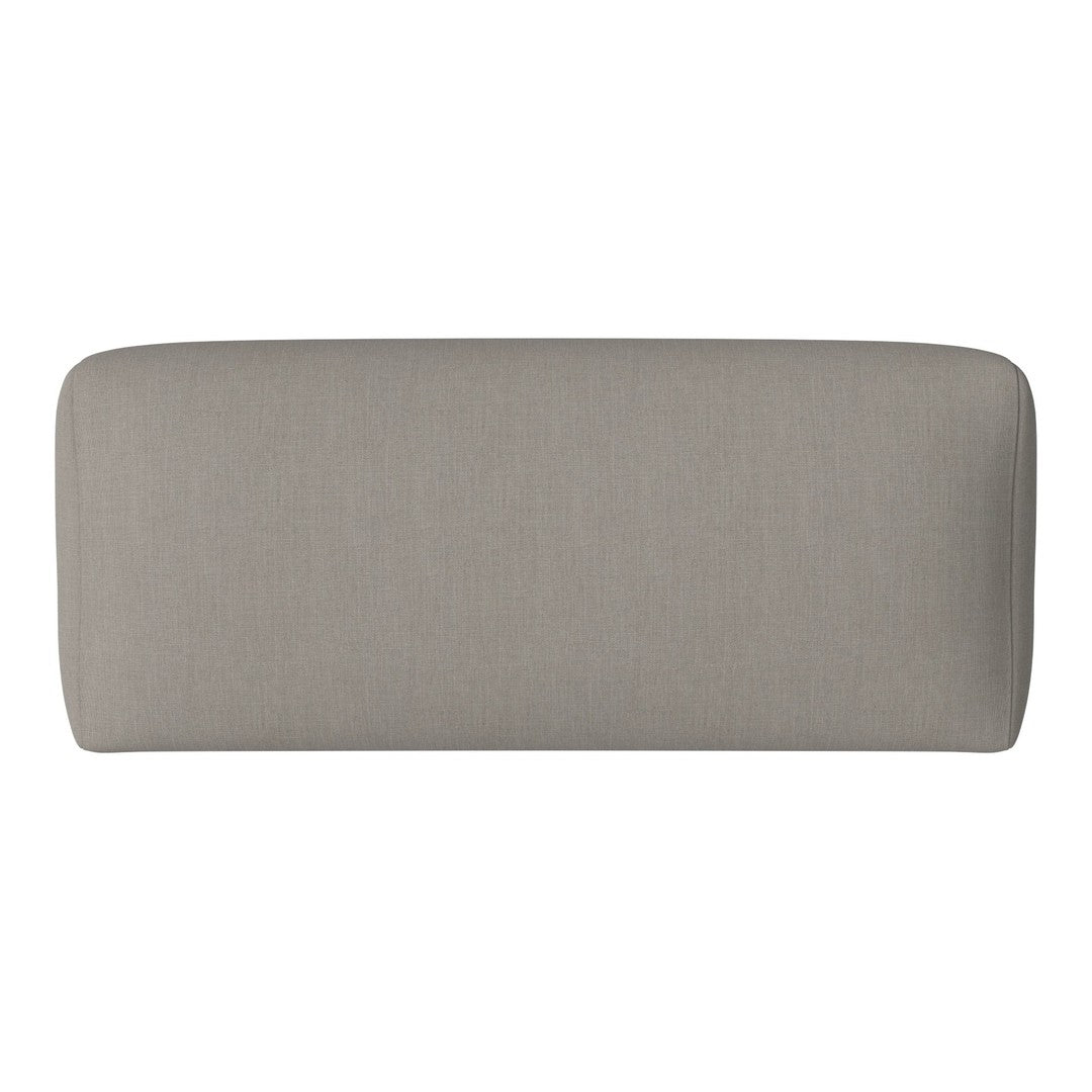 Solid light grey upholstered headboard with a smooth, modern design. Ideal for minimalist bedroom decor.