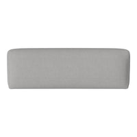 Soft grey upholstered bench with a smooth, clean pattern, perfect for modern interiors.
