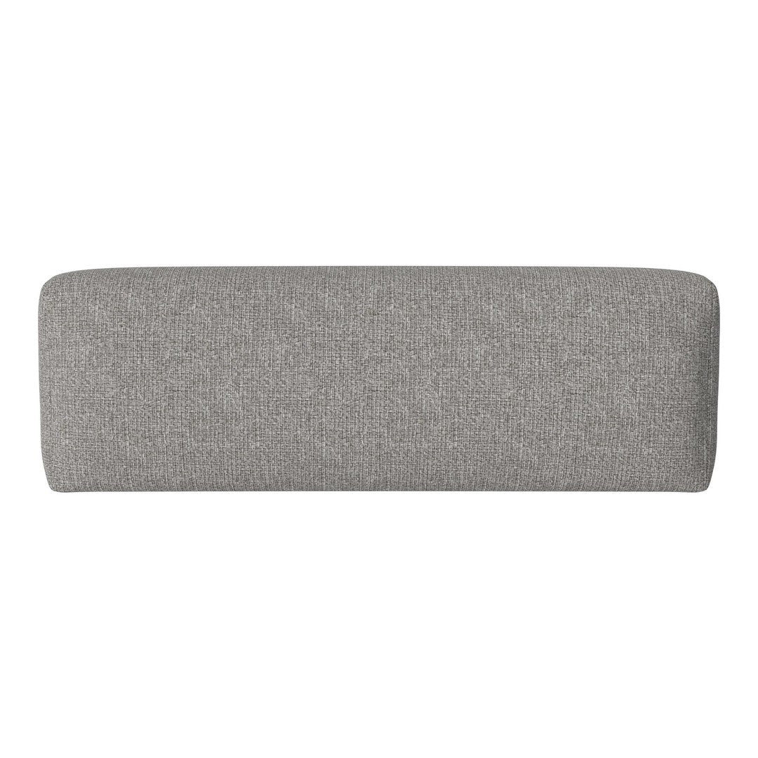 Gray fabric bench cushion with a smooth, textured pattern. Ideal for modern home decor.