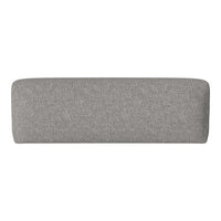 Gray fabric bench cushion with a smooth, textured pattern. Ideal for modern home decor.