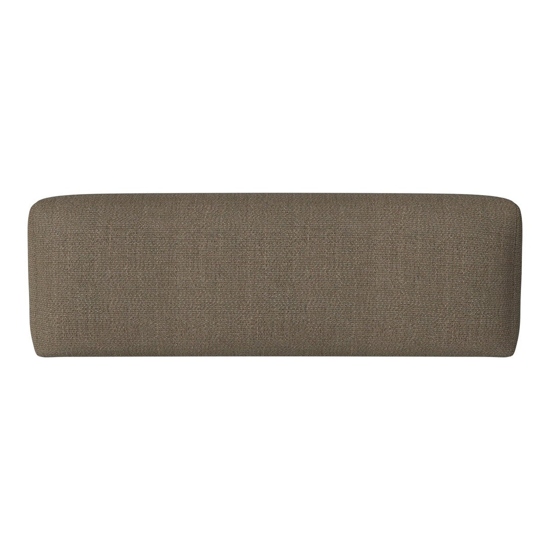 "Solid taupe upholstery with subtle texture, perfect for modern decor."