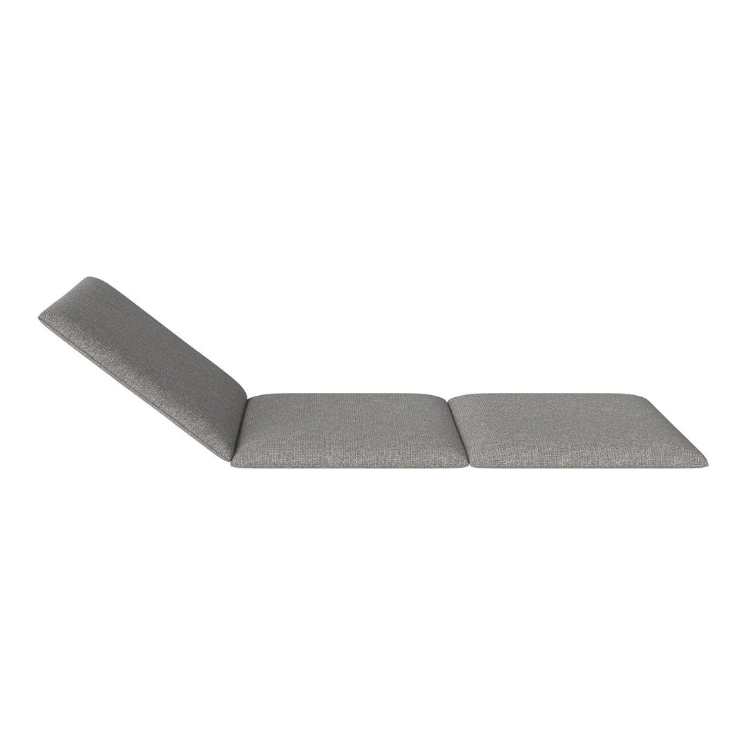 Gray lounge chair featuring a sleek, minimalist design with a smooth, textured fabric finish. Perfect for modern decor.