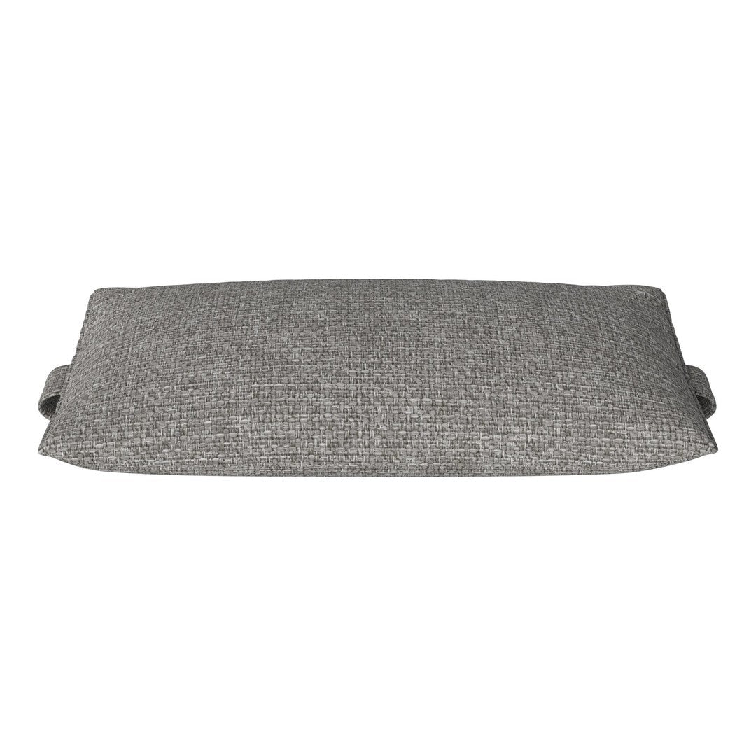 Gray textured pillow with a subtle woven pattern, perfect for adding modern elegance to any decor.