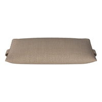Beige patterned rectangular pillow with textured fabric and side handles for easy carrying.