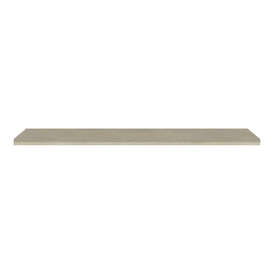 Light gray wooden shelf with a smooth finish, featuring a minimalist design and subtle grain pattern.
