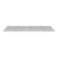 White marble tabletop with subtle gray veining, featuring a smooth and elegant surface perfect for modern decor.