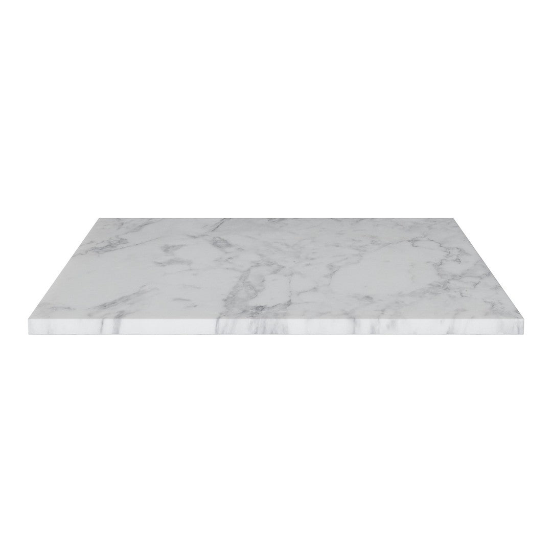White marble tabletop with subtle gray veining, sleek surface and modern design. Ideal for stylish interiors.