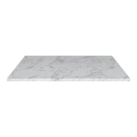 White marble countertop with subtle gray veining and a smooth, polished surface. Perfect for modern decor.