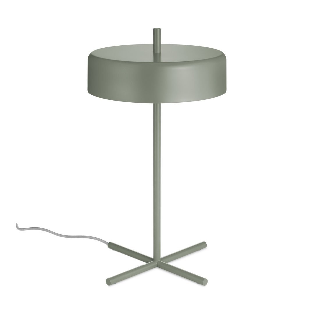 Minimalist round lamp in soft green with a smooth finish and a sleek, modern design. Perfect for contemporary decor.