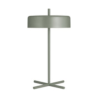 Stylish green metal lamp with a smooth, rounded shade and sleek, minimalistic design. Perfect for modern decor.