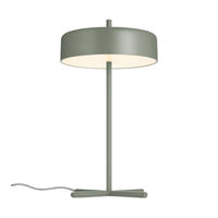 Sleek green table lamp with a round shade and minimalist design. Ideal for modern decor.