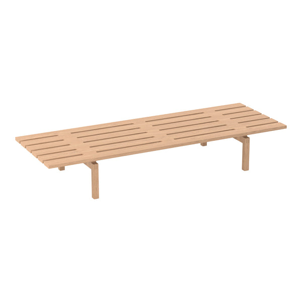 Light beige slatted tabletop with a clean, modern design and minimalistic lines for versatile decor.