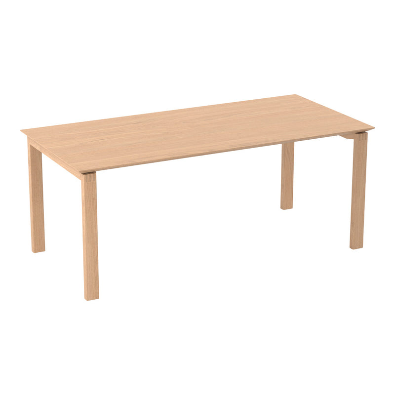 Light blonde wood dining table with a smooth, minimalistic design and straight legs, ideal for modern interiors.