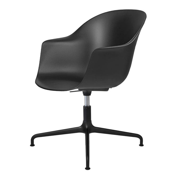 Black ergonomic chair with a smooth finish and sleek black base, perfect for modern decor.