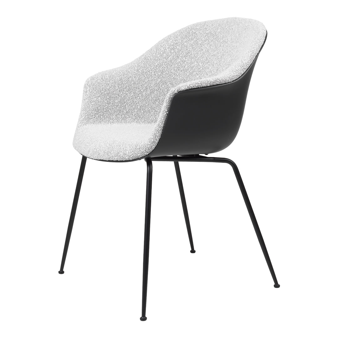 Bat Dining Chair - Black Matt Conic Base - Front Upholstered
